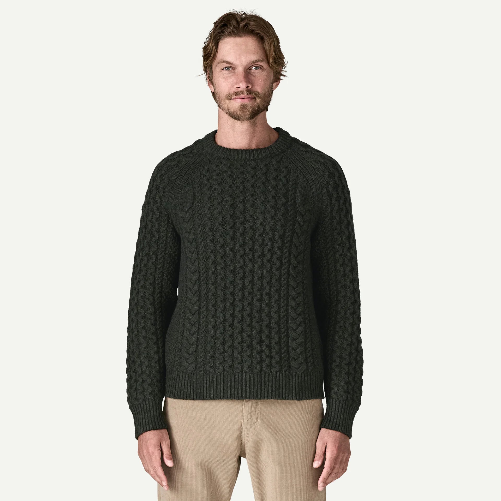 Recycled Wool-Blend Cable-Knit Crewneck Sweater Secondary image