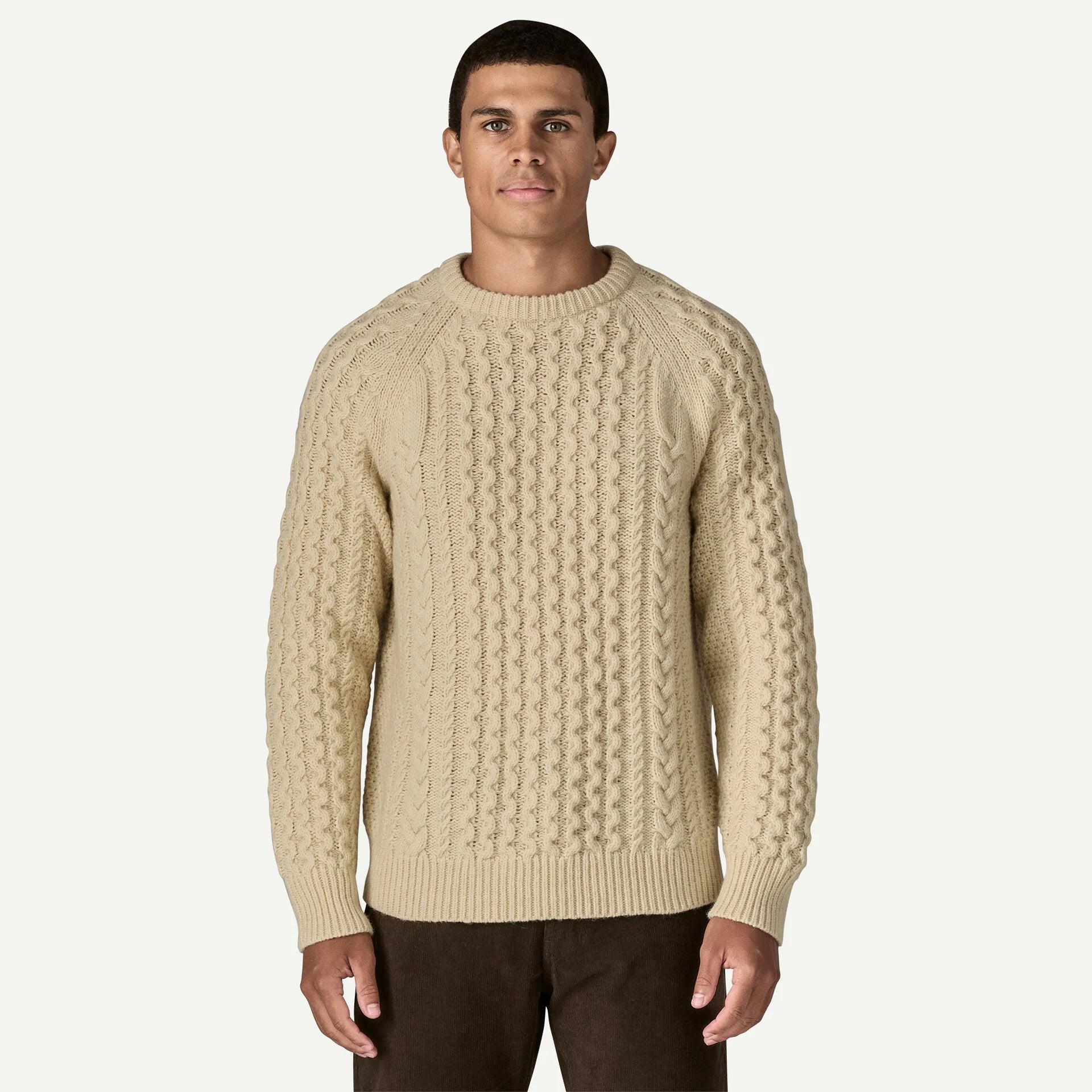 Recycled Wool-Blend Cable-Knit Crewneck Sweater Secondary image