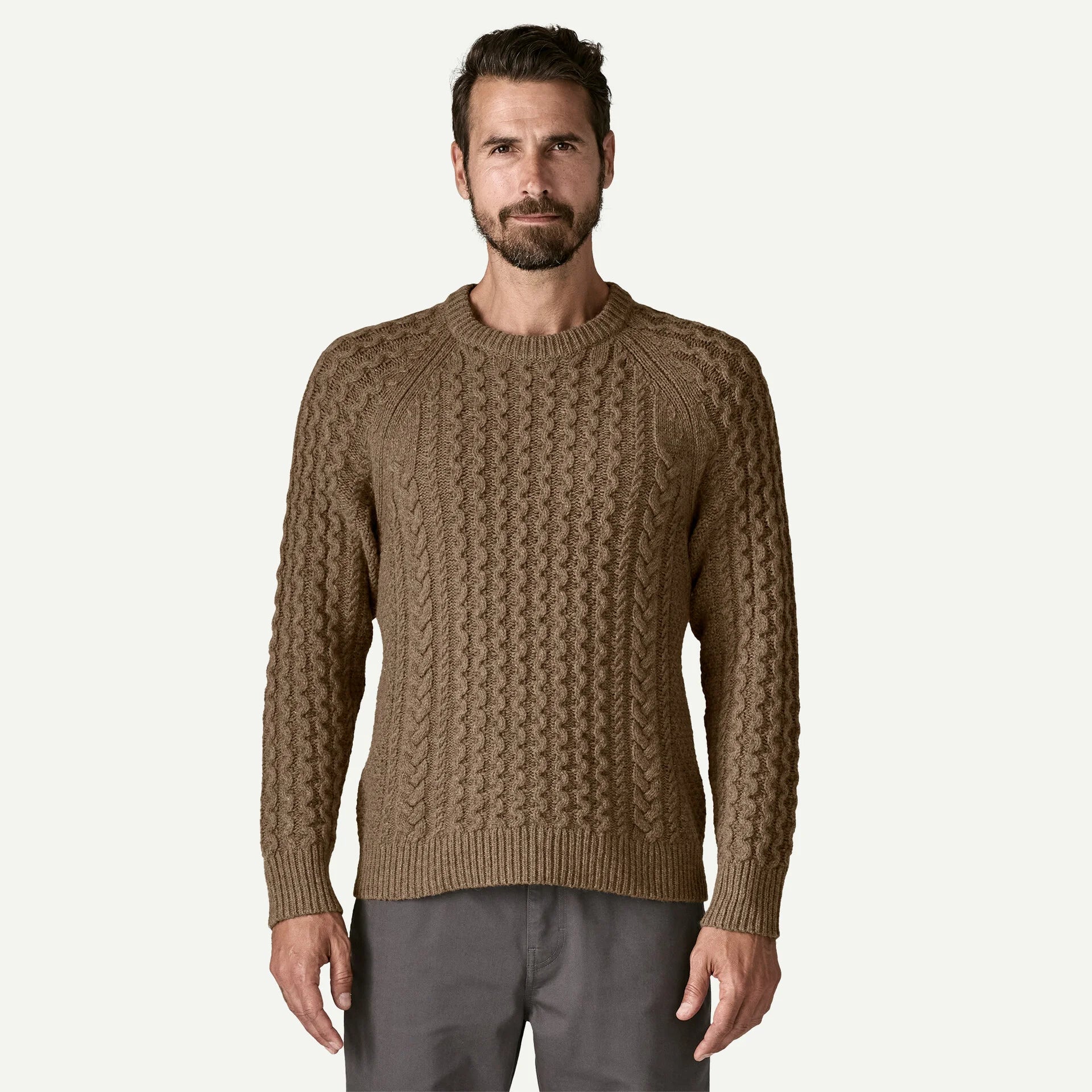 Recycled Wool-Blend Cable-Knit Crewneck Sweater Secondary image